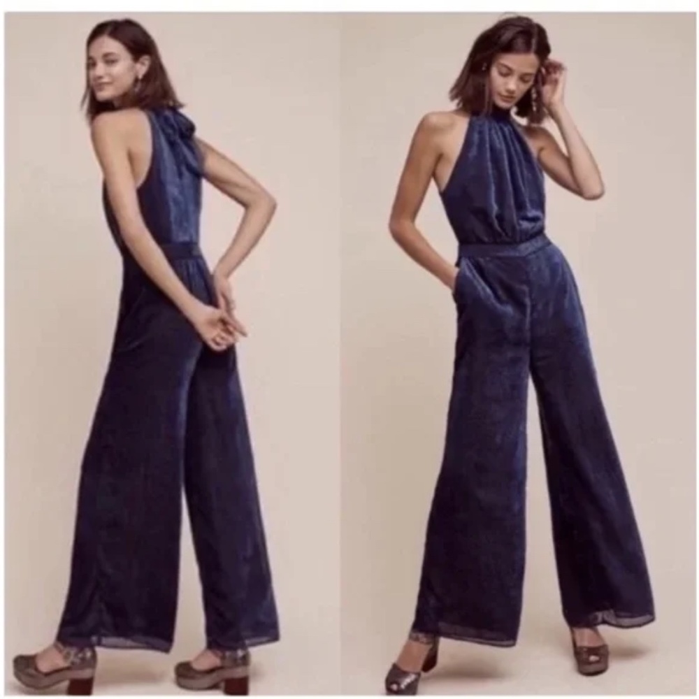 NWT - Anthropologie dressy halter top navy jumper